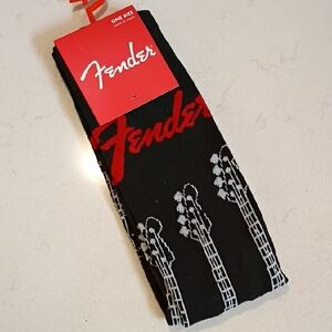 NEW Men's Fender Black and Red Guitar Logo Crew Socks. US 7-12. Instrument Band